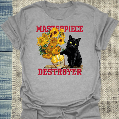 T-Shirt - Masterpiece Destroyer - Unisex - Katze Grau