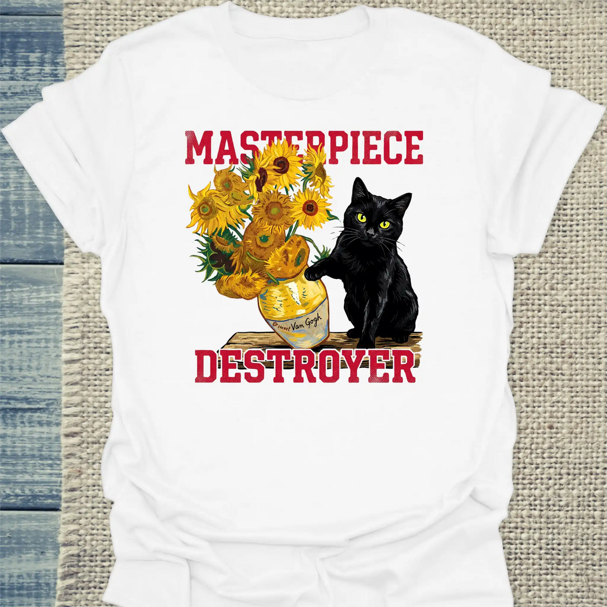 T-Shirt - Masterpiece Destroyer - Unisex - Katze Weiß