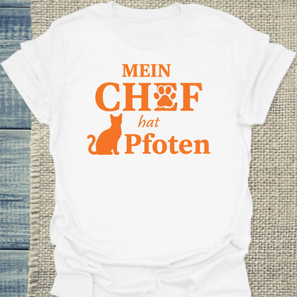 T-Shirt - Mein Chef hat Pfoten - Unisex - Katze Weiß