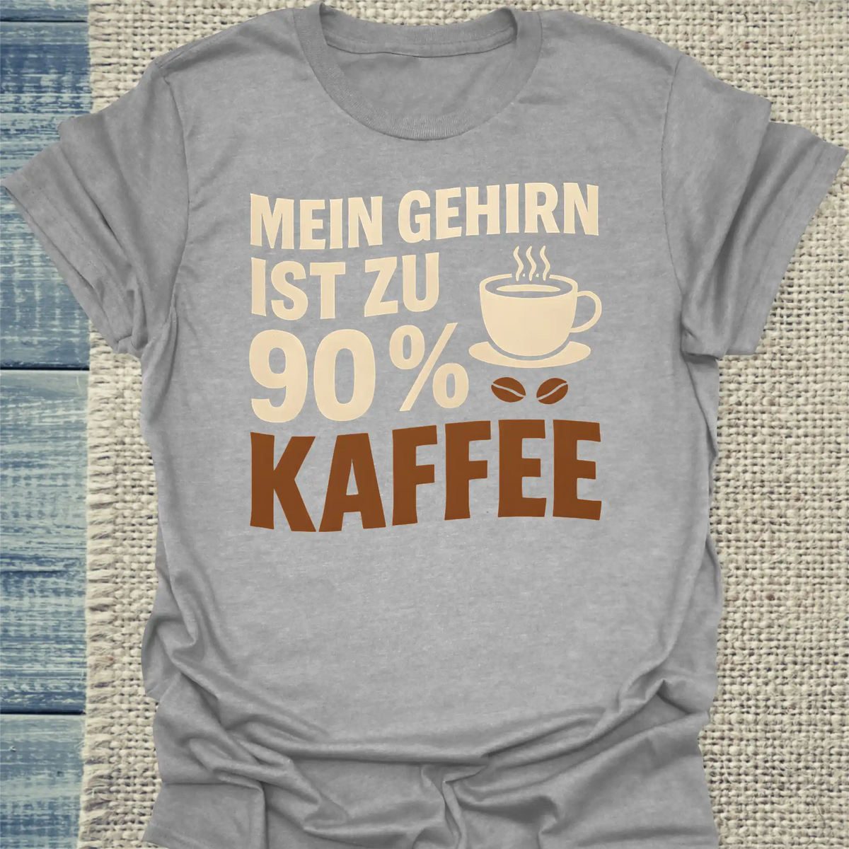 T-Shirt - Mein Gehirn ist zu 90 % Kaffee - Unisex - Kaffee Grau