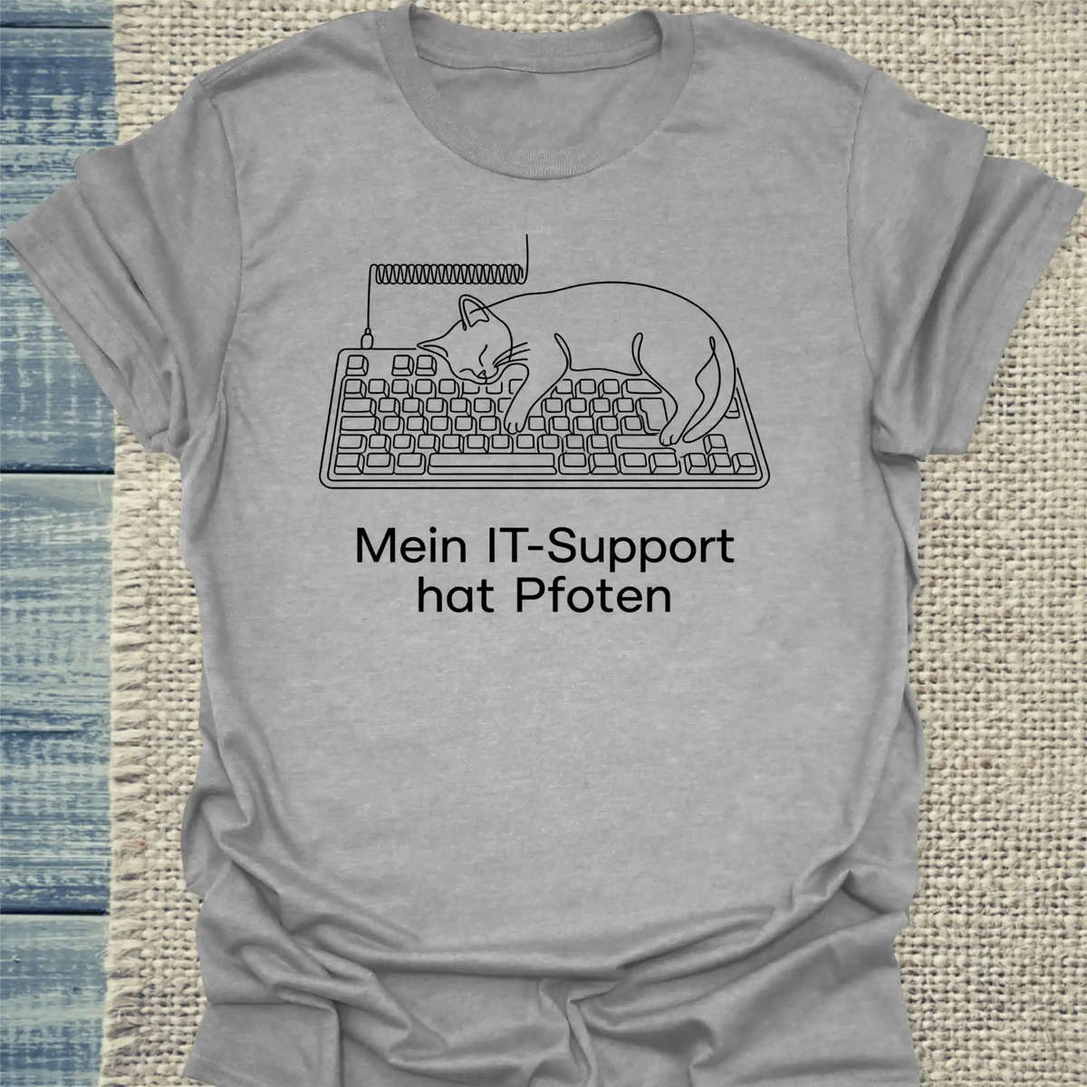 T-Shirt - Mein IT-Support hat Pfoten - Unisex - Katze Grau