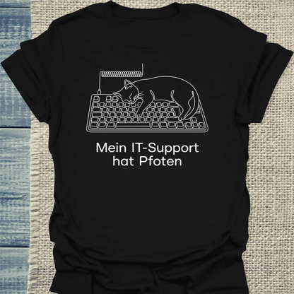 T-Shirt - Mein IT-Support hat Pfoten - Unisex - Katze Schwarz