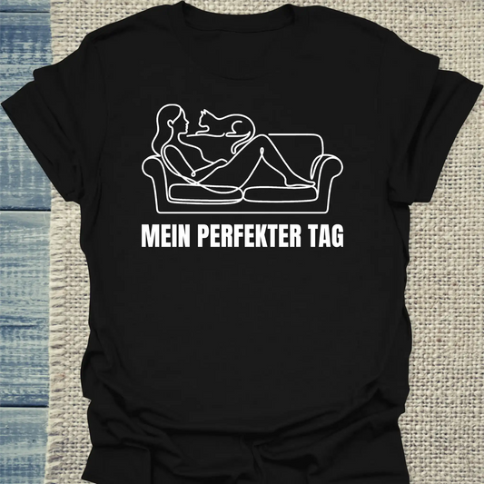 T-Shirt - Mein perfekter Tag - Unisex - Katze Schwarz