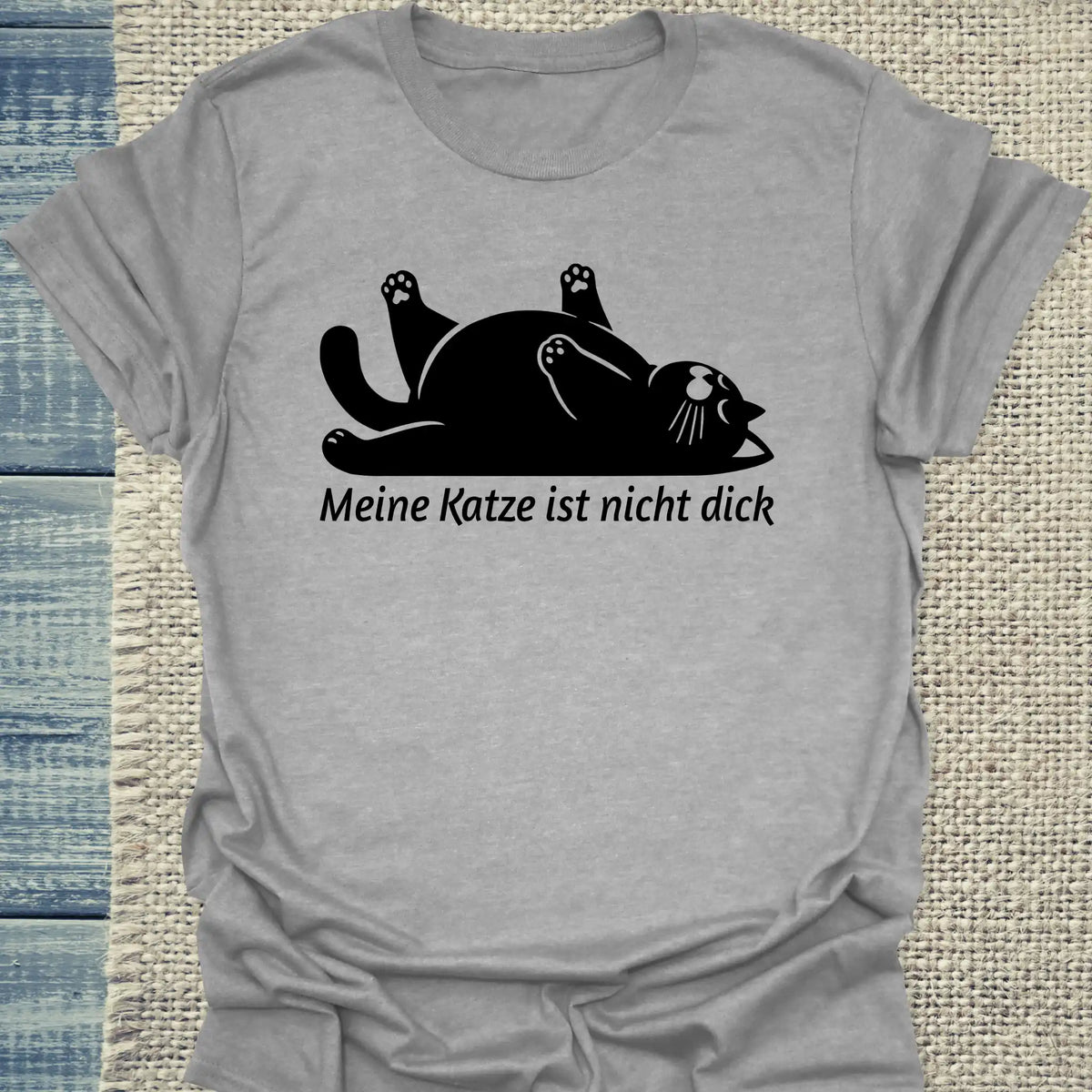 T-Shirt - Meine Katze ist nicht dick - Unisex - Katze, Black Edition Grau