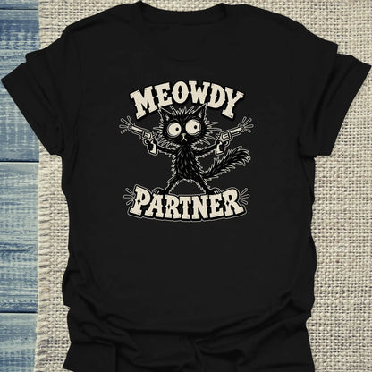 T-Shirt - Meowdy Partner - Unisex - Katze Schwarz
