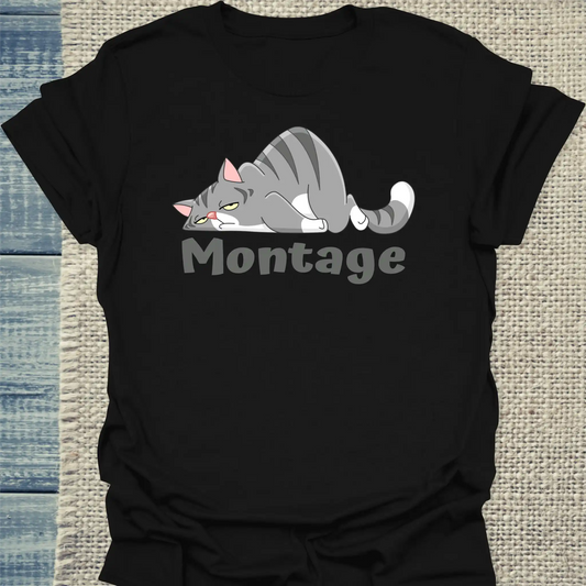 T-Shirt - Montage - Unisex - Katze Schwarz