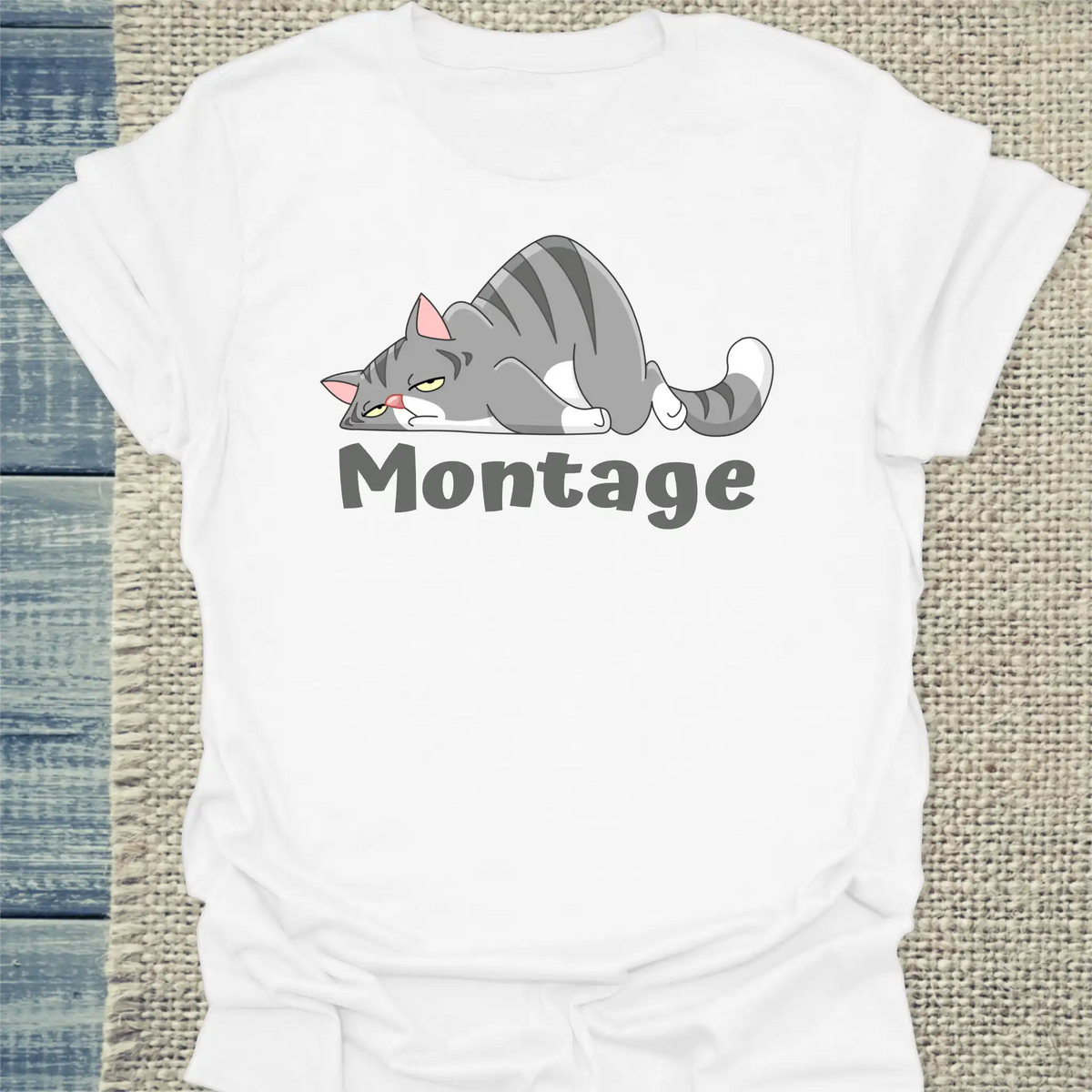 T-Shirt - Montage - Unisex - Katze Weiß