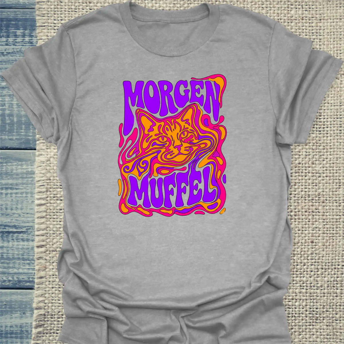T-Shirt - Morgenmuffel - Unisex - Katze & Kaffee Grau