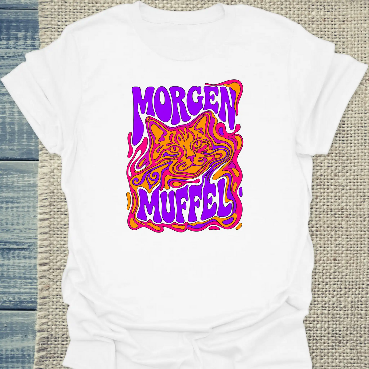 T-Shirt - Morgenmuffel - Unisex - Katze & Kaffee Weiß