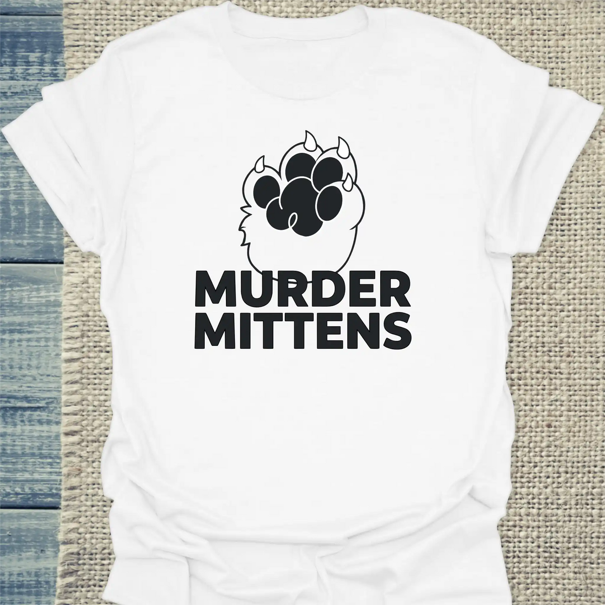 T-Shirt - Murder Mittens - Unisex - Katze Weiß