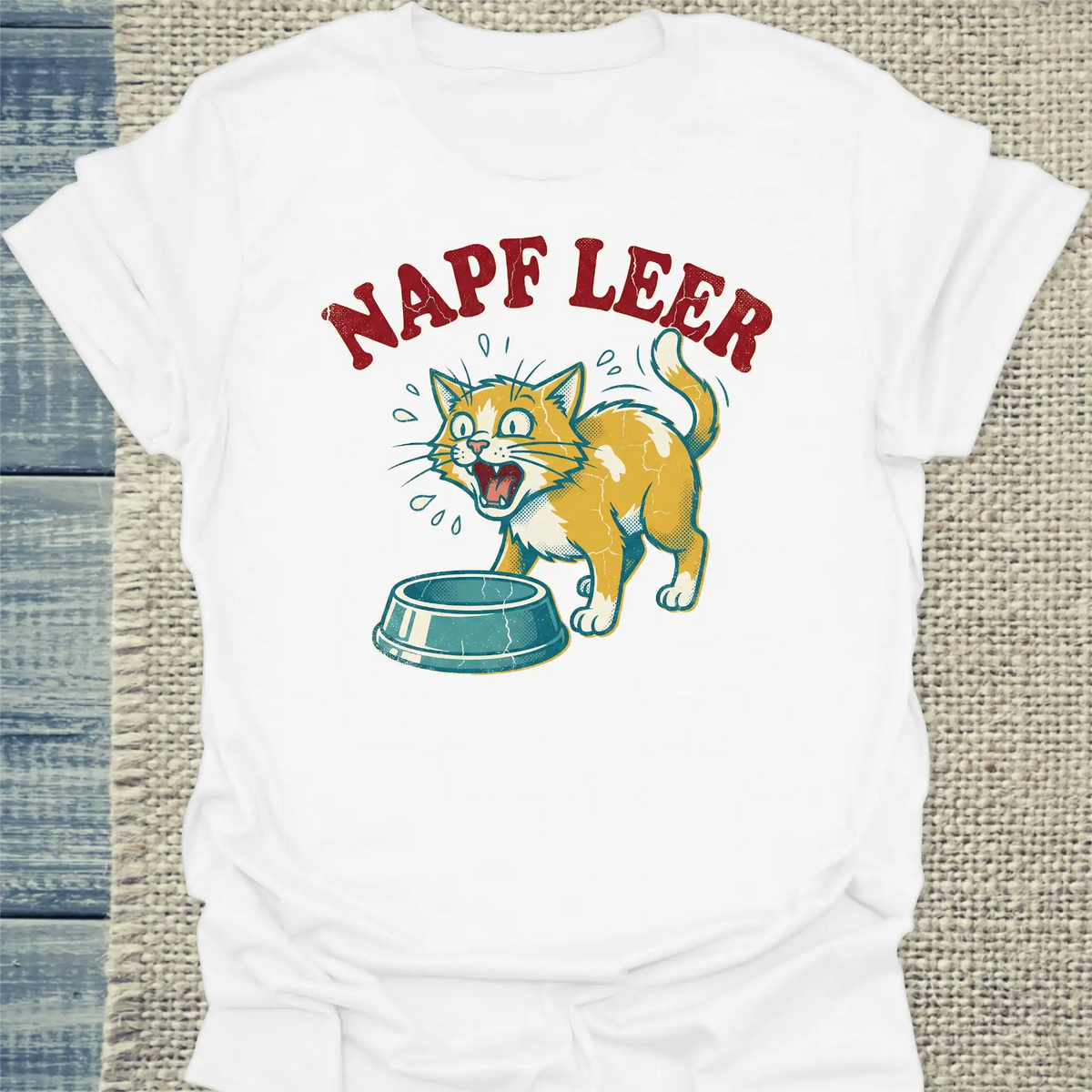 T-Shirt - Napf leer - Unisex - Katze Weiß