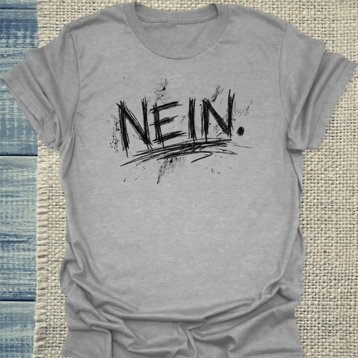 T-Shirt - NEIN - Unisex - Katze & Kaffee Grau