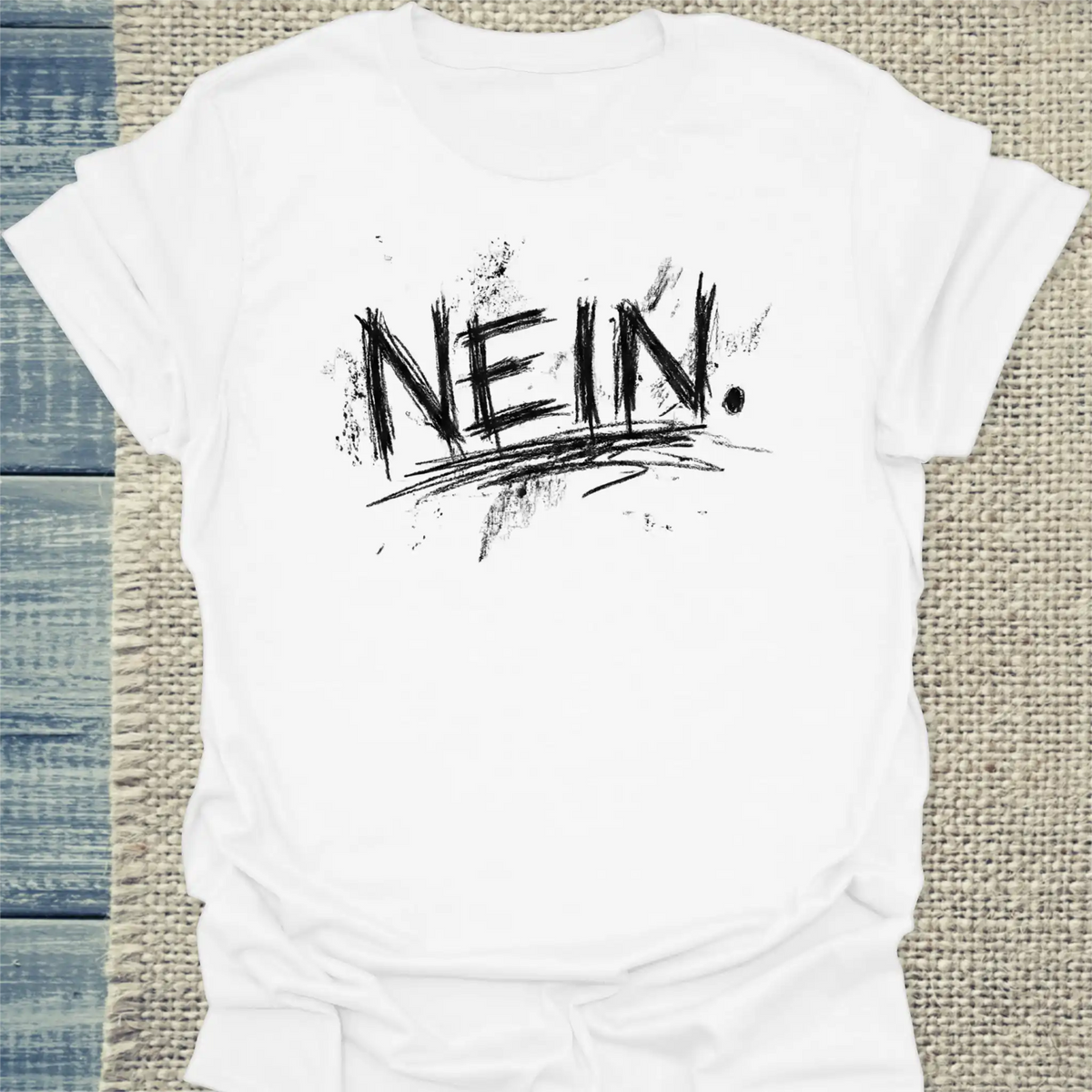 T-Shirt - NEIN - Unisex - Katze & Kaffee Weiß