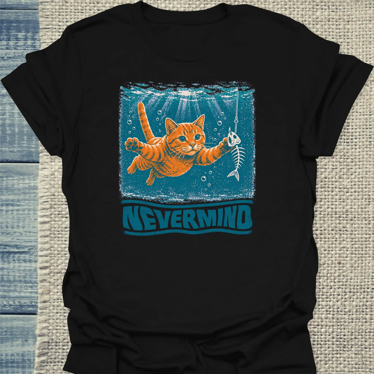 T-Shirt - Nevermind - Unisex - Katze, Sommer Schwarz
