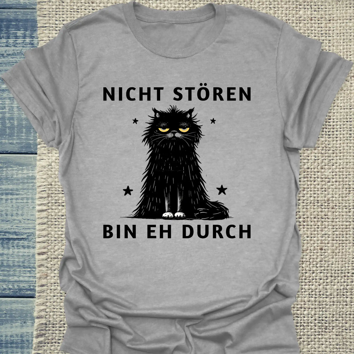 T-Shirt - Nicht stören - Bin eh durch - Unisex - Katze Grau