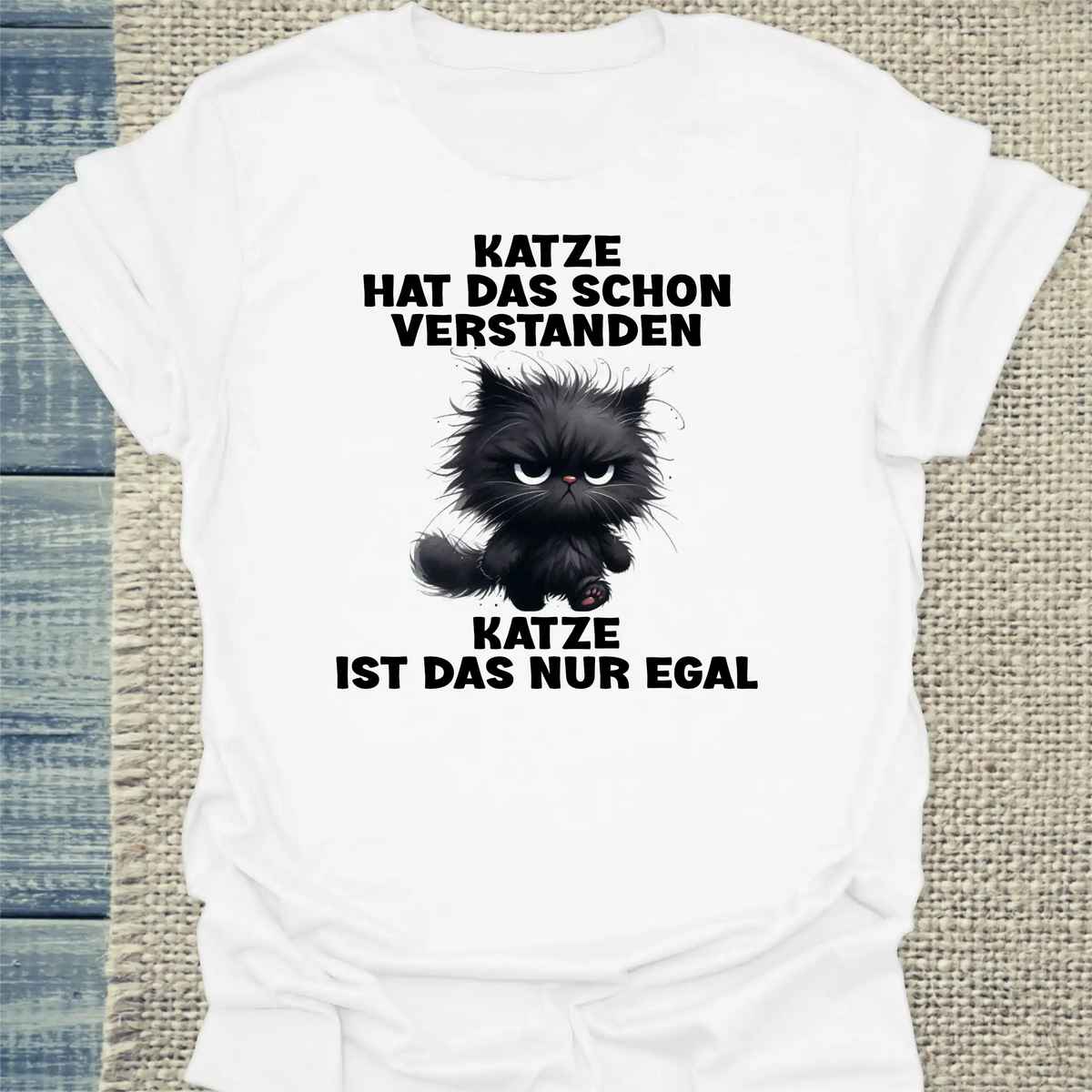 T-Shirt - Nur egal - Unisex - Katze Weiß