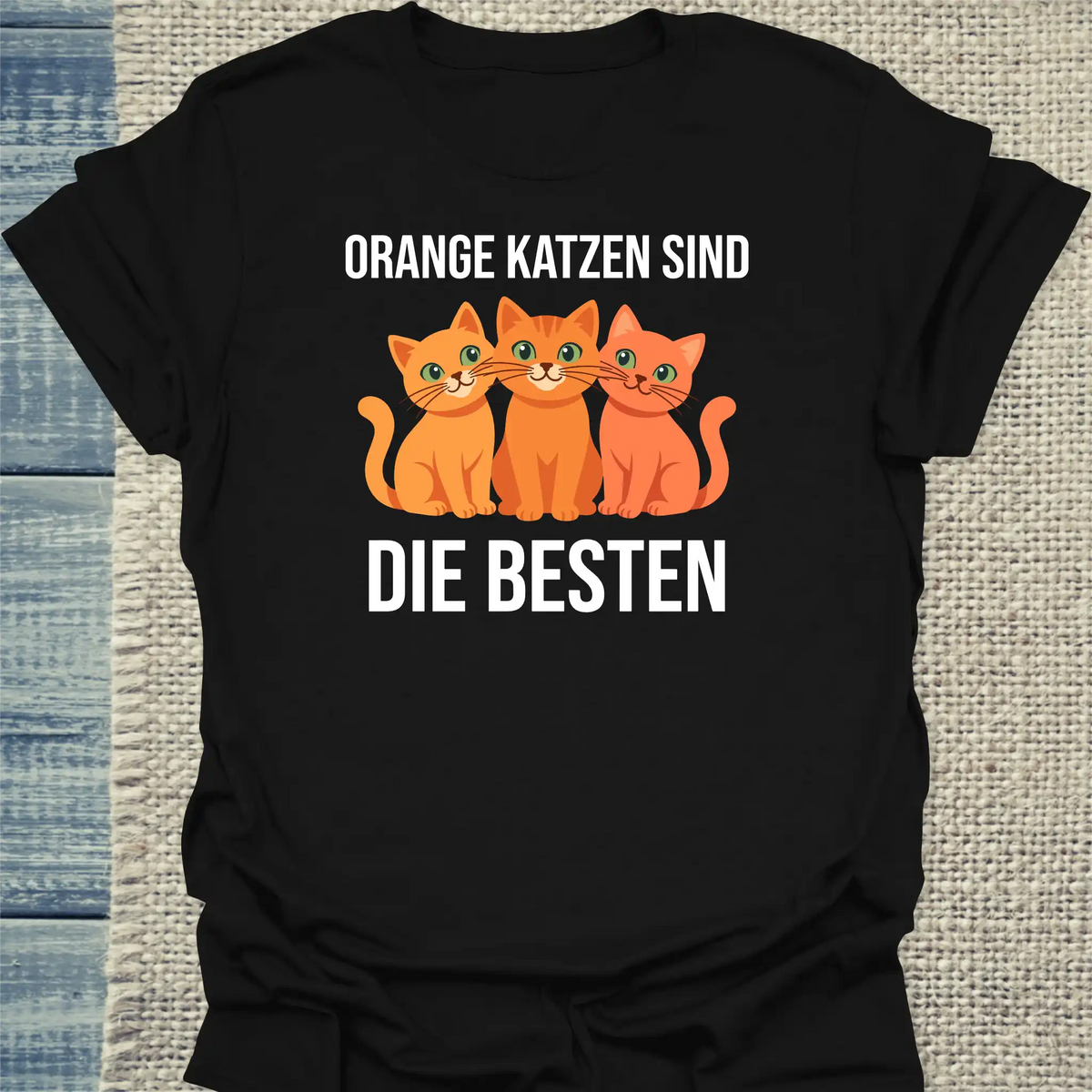 T-Shirt - Orange Katzen sind die besten - Unisex - Katze, Orange Schwarz