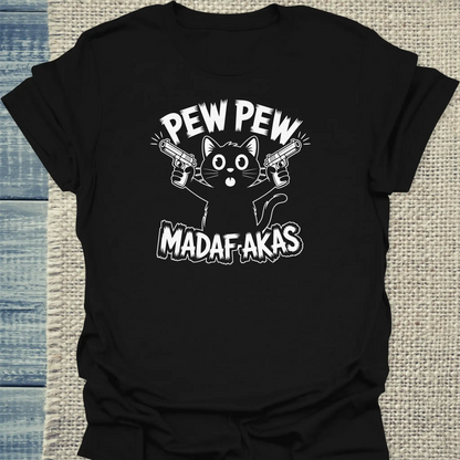 T-Shirt - Pew Pew Madafakas Black - Unisex - Katze, Cat Guy Schwarz