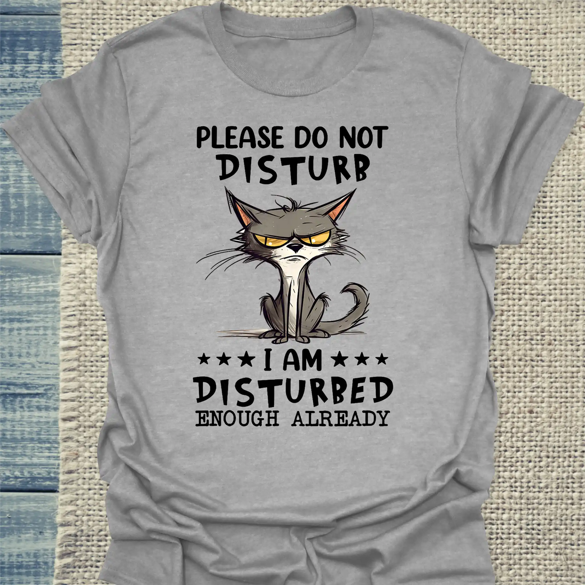 T-Shirt - Please Do Not Disturb - Unisex - Katze Grau