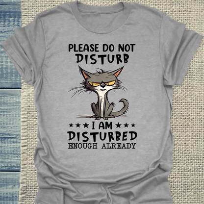T-Shirt - Please Do Not Disturb - Unisex - Katze Grau