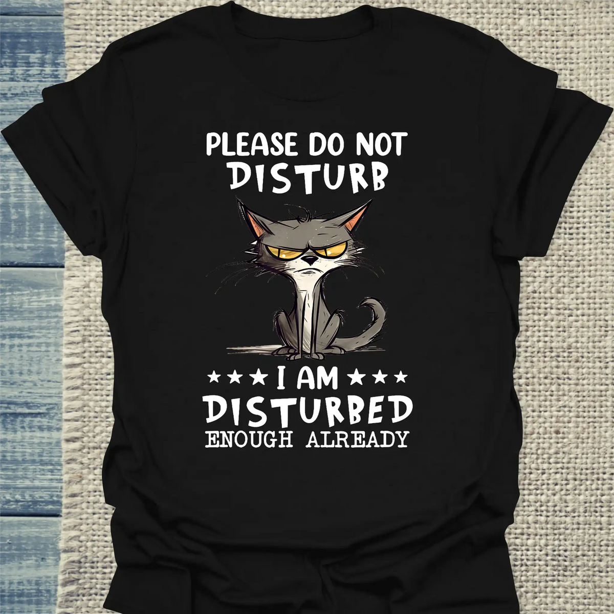 T-Shirt - Please Do Not Disturb - Unisex - Katze Schwarz