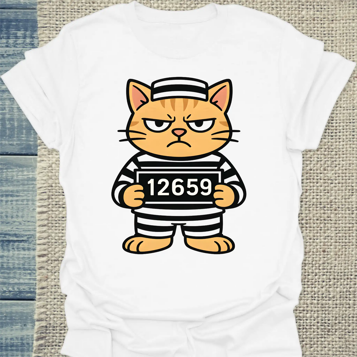 T-Shirt - Prison Cat - Unisex - Katze Weiß