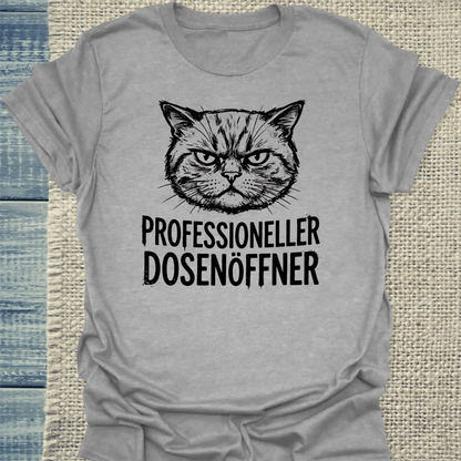 T-Shirt - Professioneller Dosenöffner - Unisex - Katze Grau
