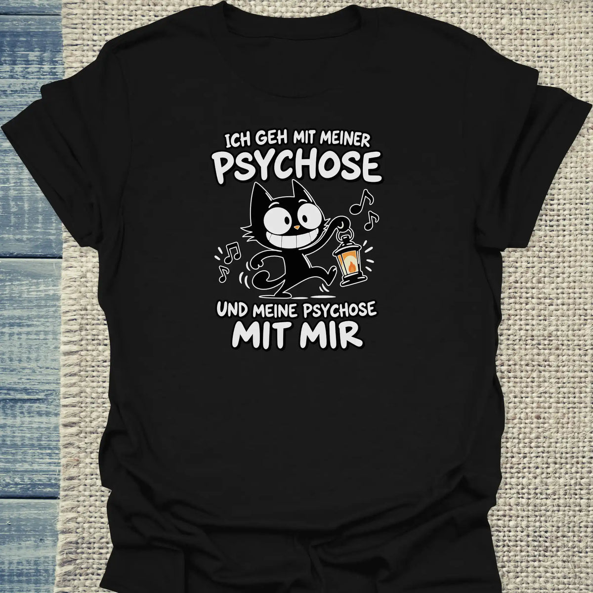 T-Shirt - Psychose - Unisex - Katze Schwarz