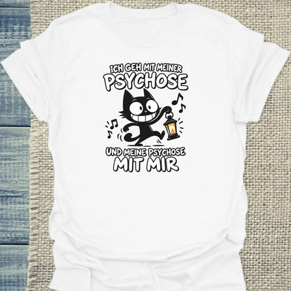 T-Shirt - Psychose - Unisex - Katze Weiß