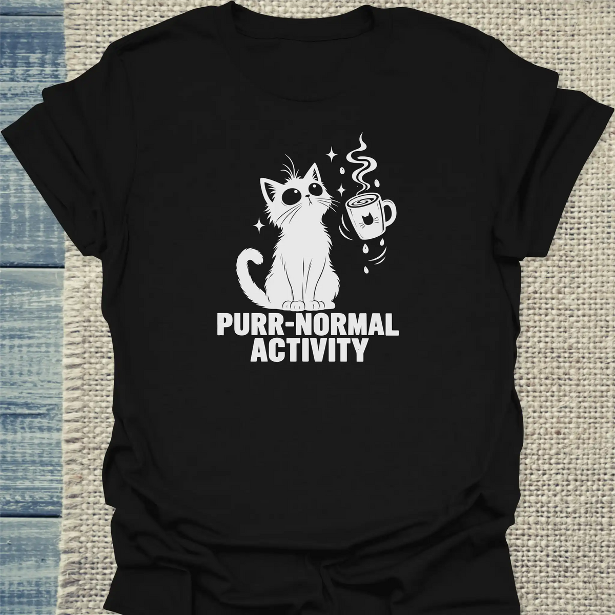 T-Shirt - Purr-normal Activity - Unisex - Katze & Kaffee, Halloween Schwarz