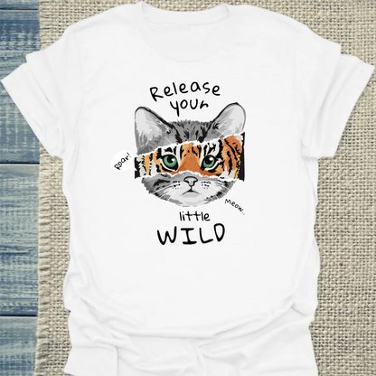 T-Shirt - Release your little wild - Unisex - Katze Weiß