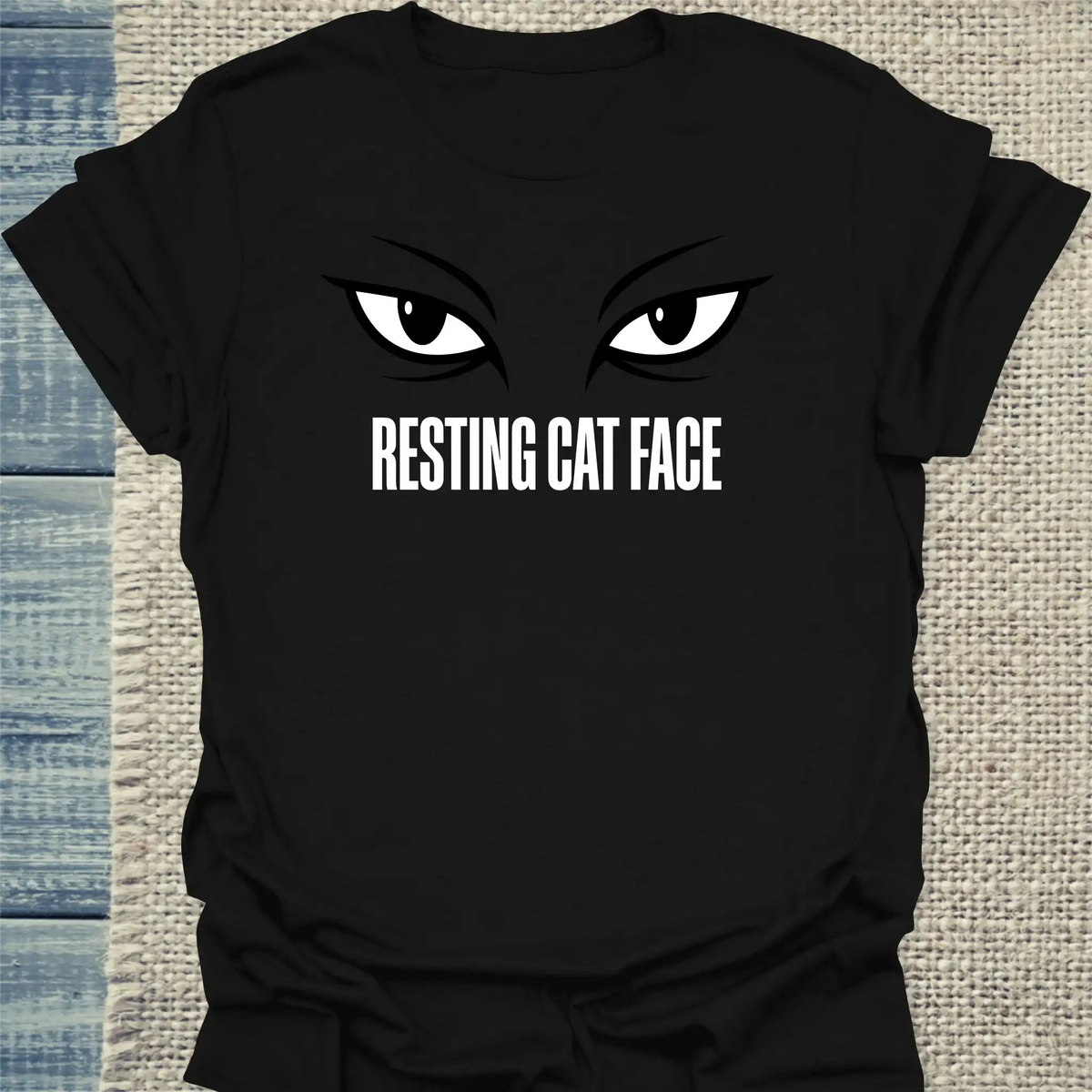T-Shirt - Resting Cat Face - Unisex - Katze Schwarz