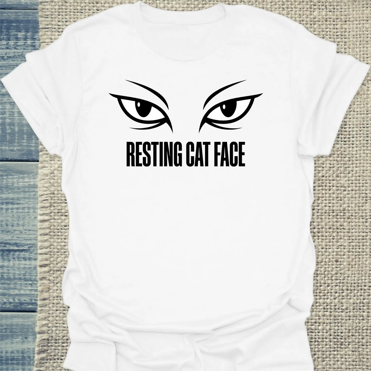 T-Shirt - Resting Cat Face - Unisex - Katze Weiß