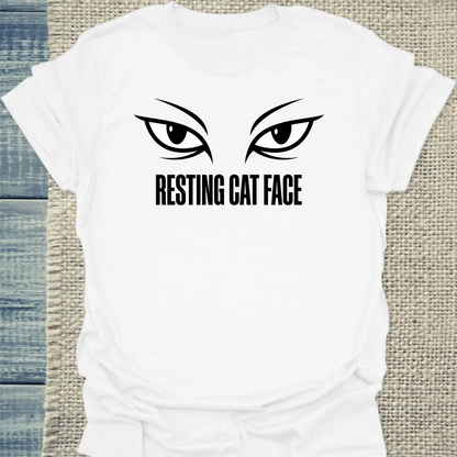 T-Shirt - Resting Cat Face - Unisex - Katze Weiß