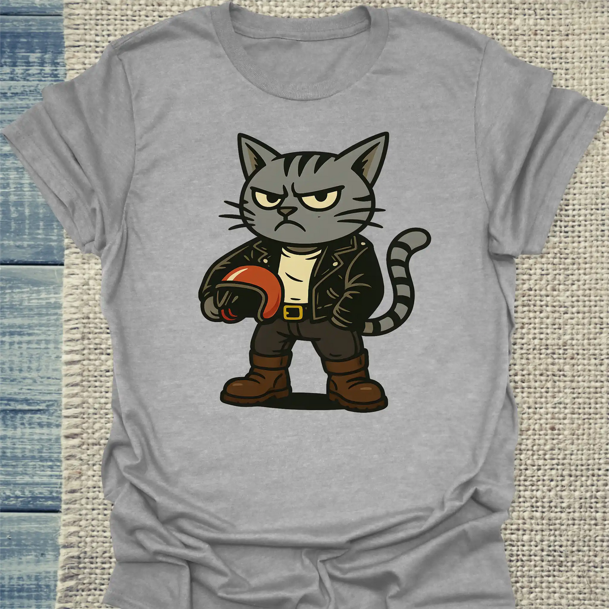 T-Shirt - Rocker Katze - Unisex - Katze Grau