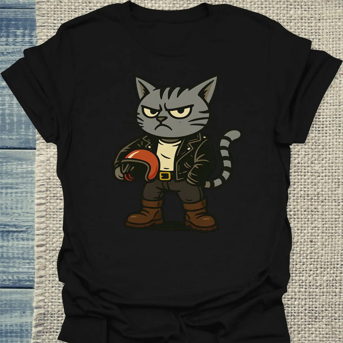 T-Shirt - Rocker Katze - Unisex - Katze Schwarz