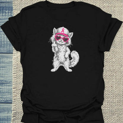 T-Shirt - Rosa Schleife - Unisex - Katze Schwarz