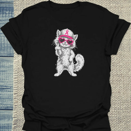 T-Shirt - Rosa Schleife - Unisex - Katze Schwarz