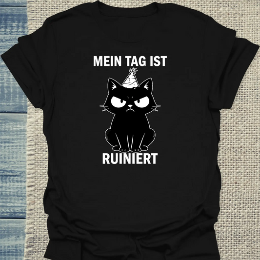 T-Shirt - Ruiniert - Unisex - Katze Schwarz