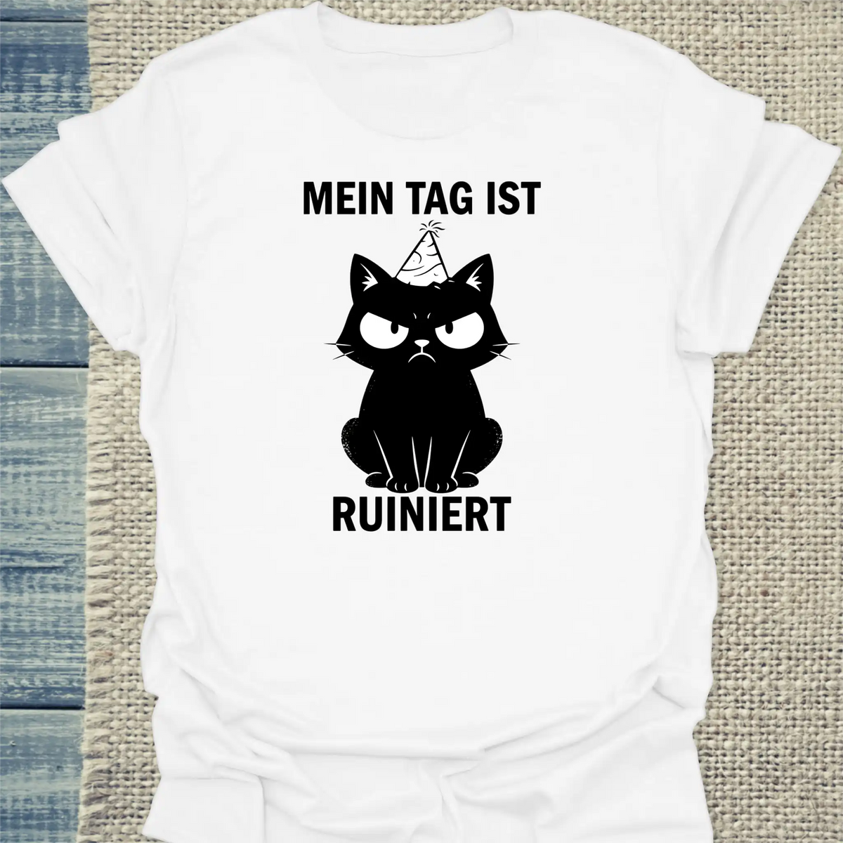 T-Shirt - Ruiniert - Unisex - Katze Weiß