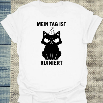 T-Shirt - Ruiniert - Unisex - Katze Weiß