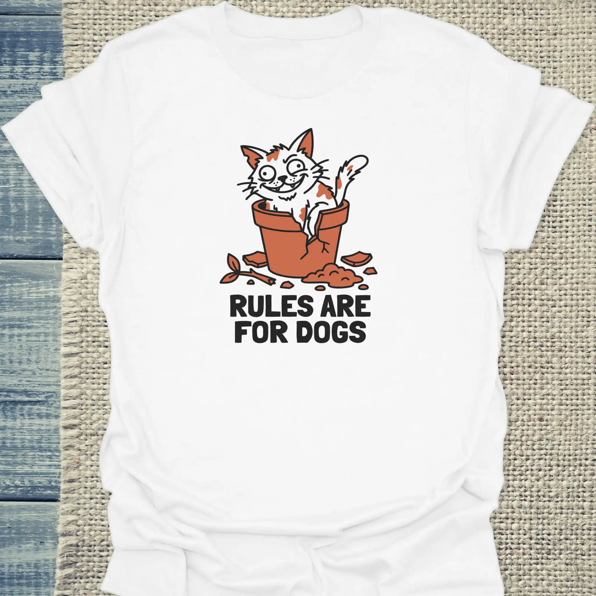 T-Shirt - Rules are for dogs - Unisex - Katze Weiß