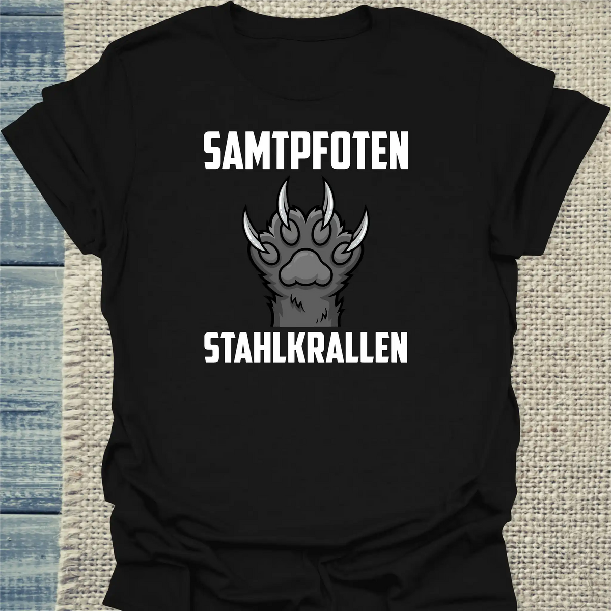 T-Shirt - Samtpfoten - Stahlkrallen - Unisex - Katze Schwarz