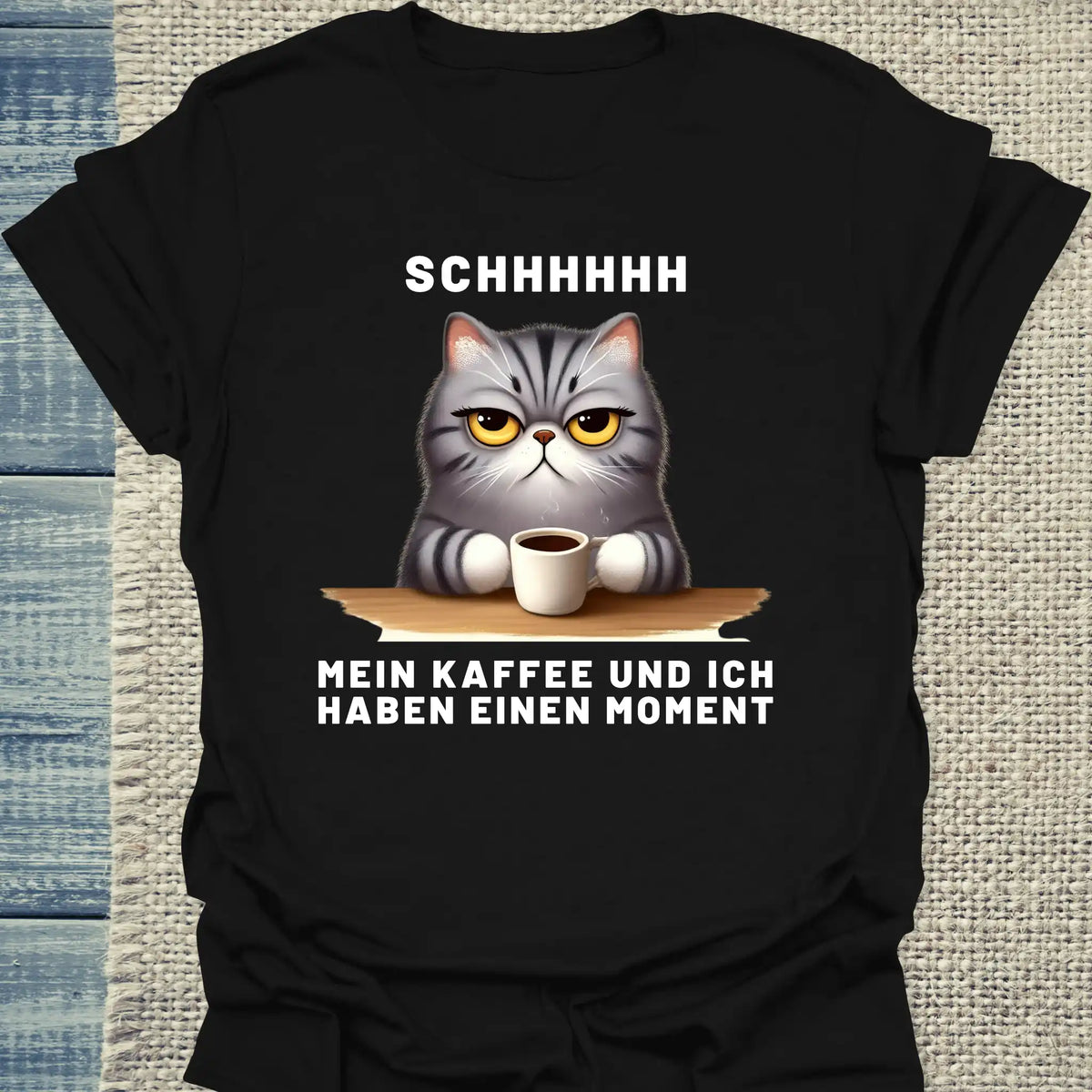 T-Shirt - SCHHHHH - Mein Kaffee und ich haben einen Moment - Unisex - Katze & Kaffee Schwarz