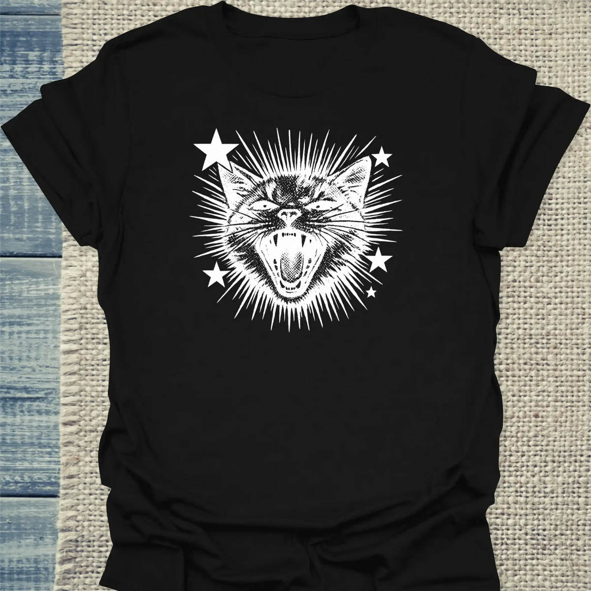 T-Shirt - Scream - Unisex - Katze, Cat Guy Schwarz