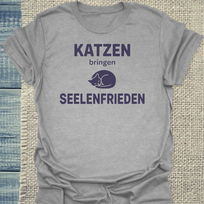 T-Shirt - Seelenfrieden - Unisex - Katze Grau