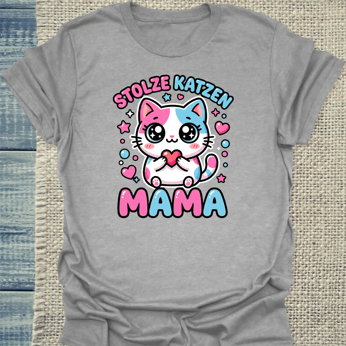 T-Shirt - Stolze Katzen Mama - Unisex - Kaffee Grau