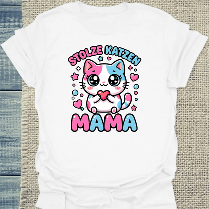 T-Shirt - Stolze Katzen Mama - Unisex - Kaffee Weiß