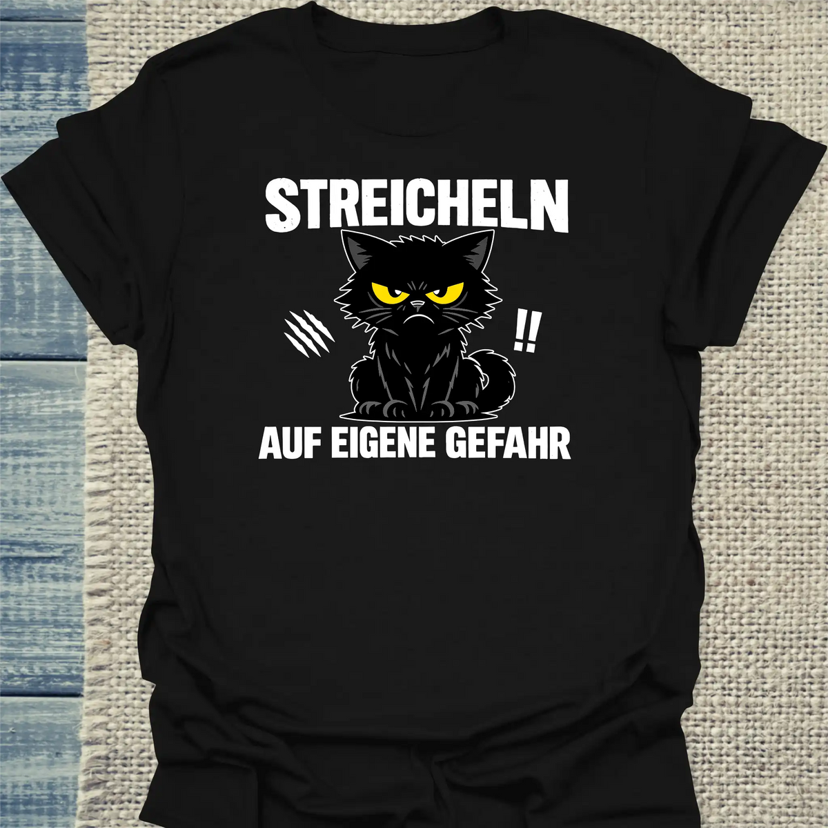 T-Shirt - Streicheln auf eigene Gefahr - Unisex - Katze Schwarz