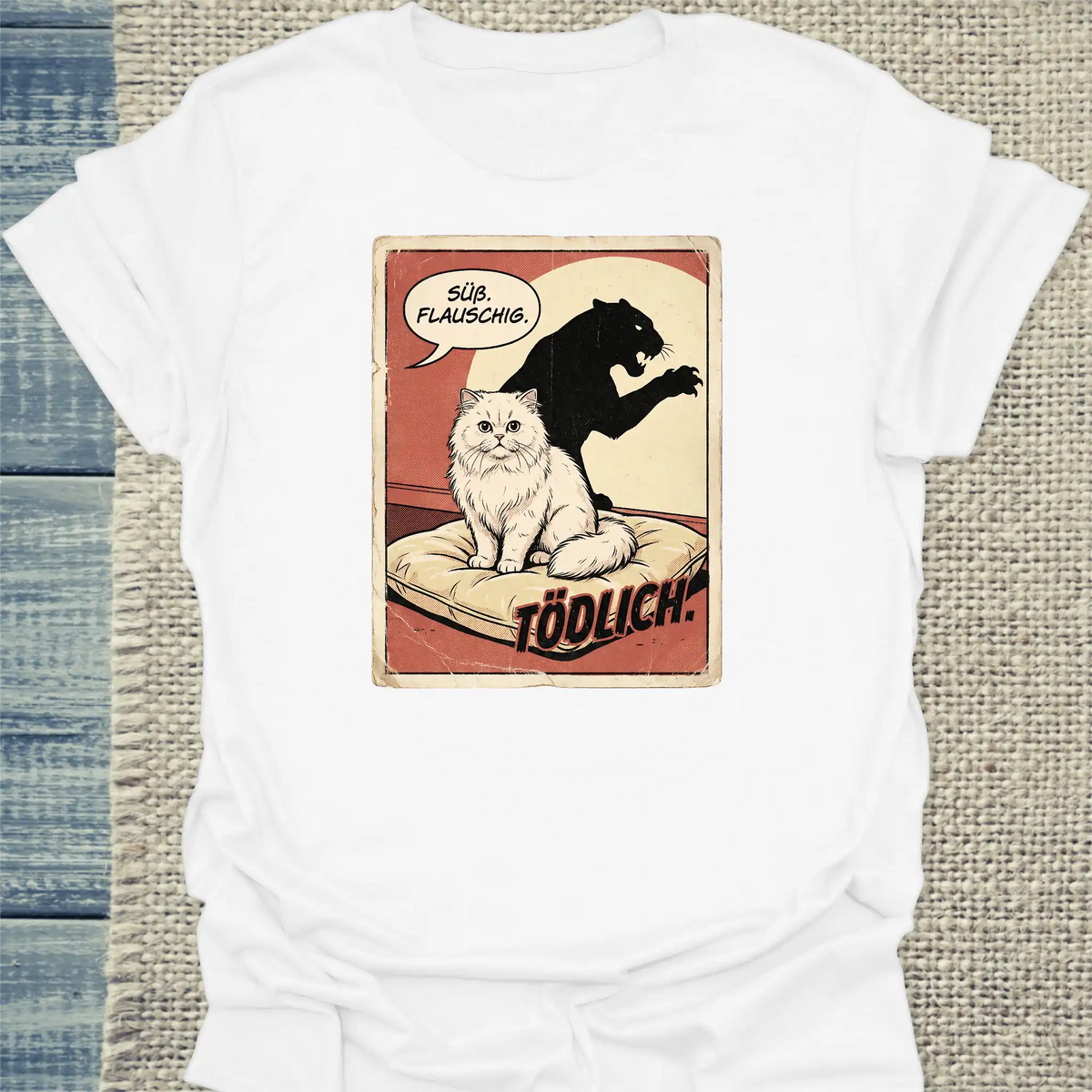 T-Shirt - Süß. Flauschig. Tödlich. - Unisex - Katze Weiß